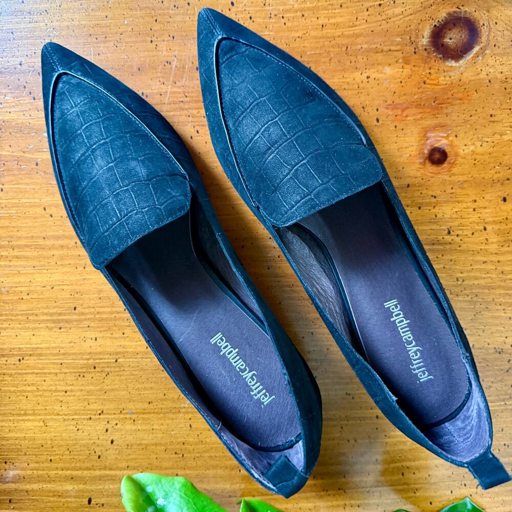 Jeffrey Campbell Black Pointed Toe Loafers Block Heel Shoes Women’s 10 - Picture 2 of 8